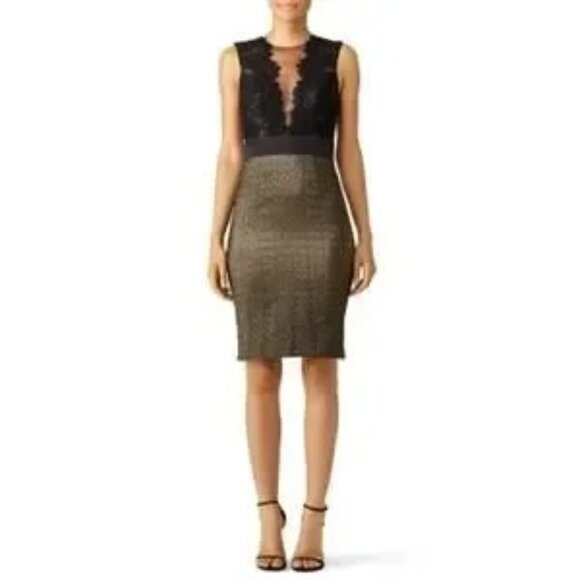 Theia Gold Midnight Sheath Dress SZ0‎ - Picture 1 of 13